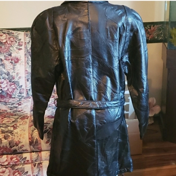 GIOVANNI NAVARRE LEATHER COMPANY Italian Stone Design Leather patchwork jacket - Picture 4 of 4